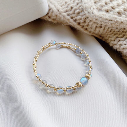 Bracelet en cristal naturel à double couche en pierre de lune pour femmes
